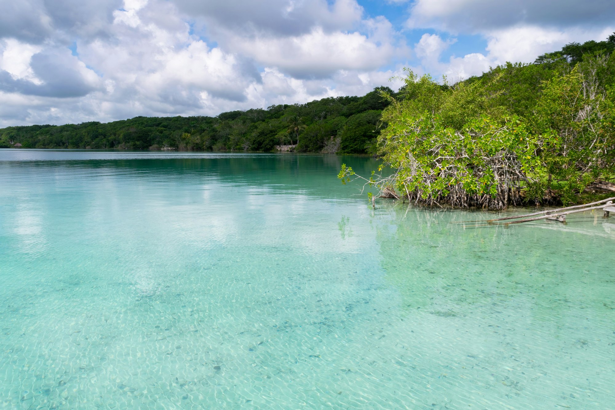 Beautiful view of the Bacalar Lagoon in Mexico.